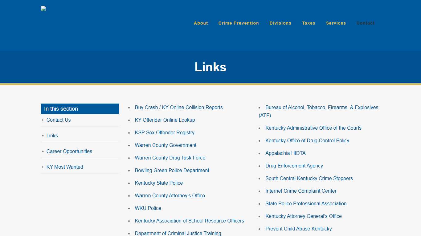 Warren County, KY Sheriff's Office - Helpful Website Links